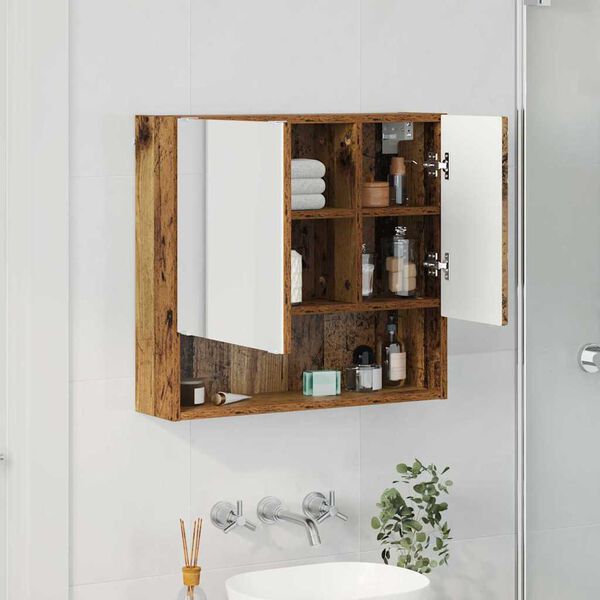 vidaXL Mirror Cabinet Old Wood 59 x 17 x 55 cm Engineered Wood