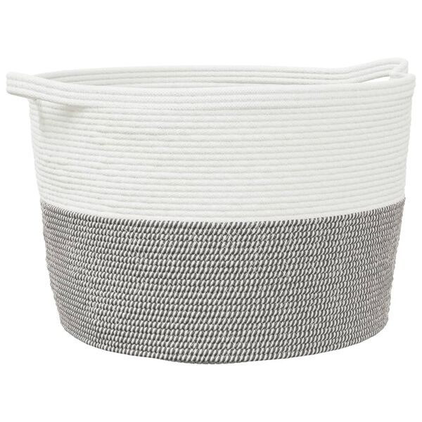vidaXL Laundry Basket Grey and White &Oslash;60x36 cm Cotton