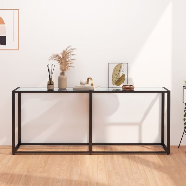 vidaXL Console Table Transparent 180x35x75.5cm Tempered Glass