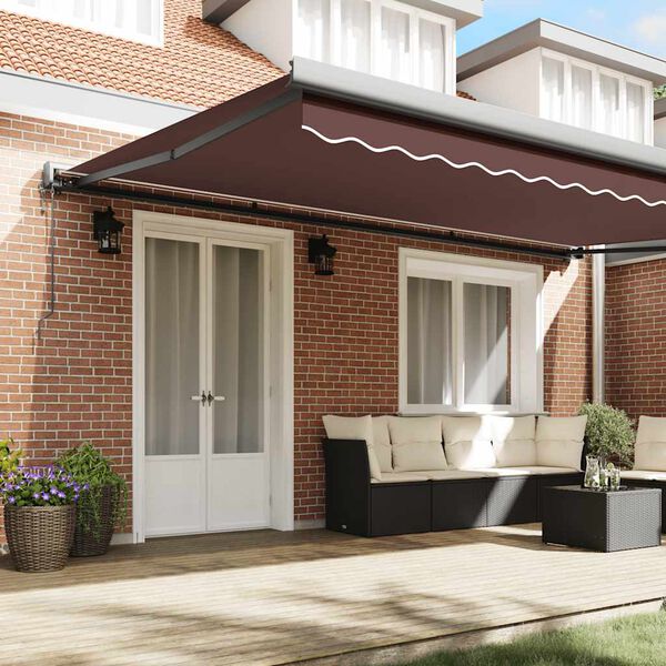 vidaXL Automatic Retractable Awning Brown 500x300 cm