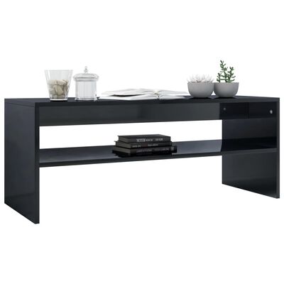 vidaXL Coffee Table High Gloss Black 100x40x40 cm Engineered Wood