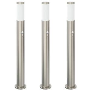vidaXL Bollard Lights with Sensor 3pcs 80 cm Stainless Steel IP44