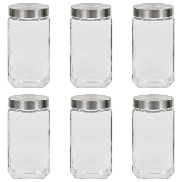 vidaXL Storage Jars with Silver Lid 6 pcs 2100 ml