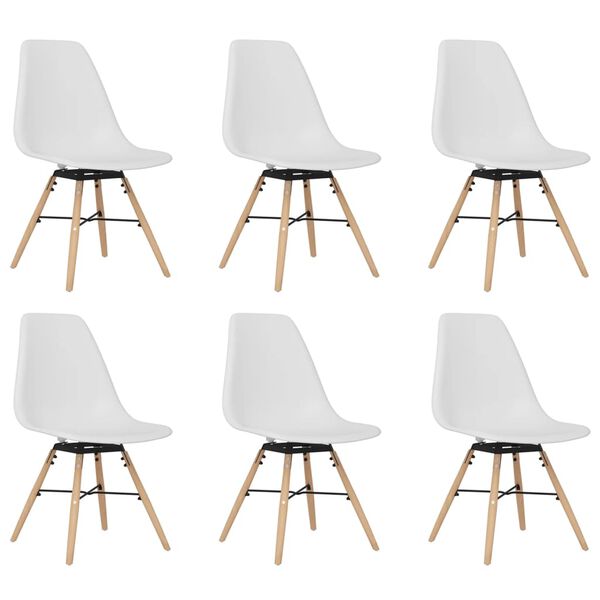 vidaXL Dining Chairs 6 pcs White PP