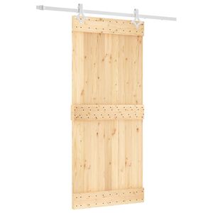 vidaXL Sliding Door Natural and White 90 x 210 cm Solid Pine Wood