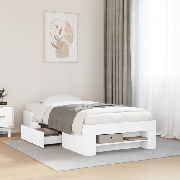 vidaXL Bed Frame without Mattress White 90x200 cm Engineered Wood