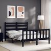 vidaXL Bed Frame without Mattress Black Double Solid Wood Pine