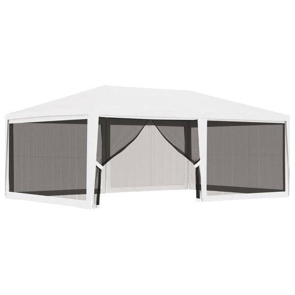 vidaXL Party Tent with 4 Mesh Sidewalls 4x6 m White