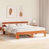 vidaXL Bed Frame with Headboard Wax Brown 200 x 200 cm Solid Pine Wood