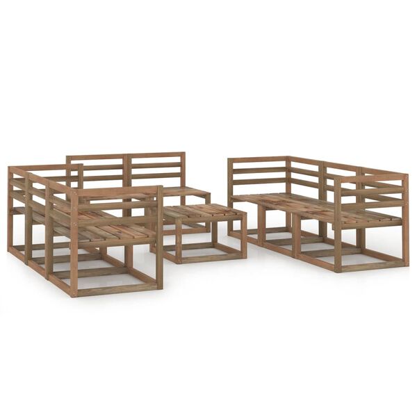 vidaXL 9 Piece Garden Lounge Set Brown Impregnated Pinewood
