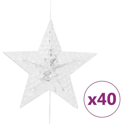vidaXL LED Star Curtain Fairy Lights 200 LED Cold White 8 Function