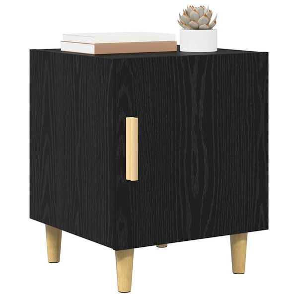 vidaXL Bedside Cabinet Black Oak 40 x 40 x 50 cm Engineered Wood