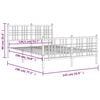 vidaXL Metal Bed Frame without Mattress with Footboard White 137x190cm
