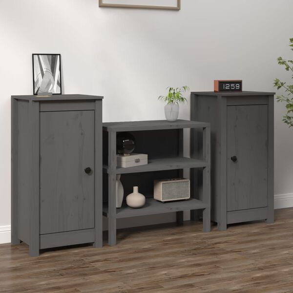 vidaXL Sideboards 2 pcs Grey 39x35x80 cm Solid Wood Pine