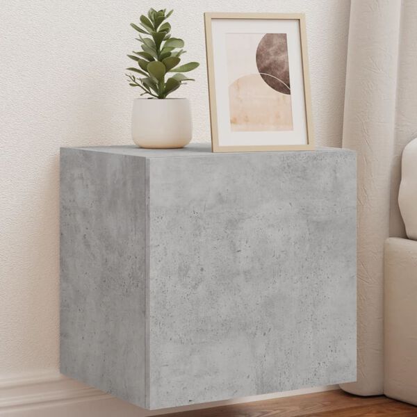 vidaXL TV Wall Cabinet with LED Lights Concrete Grey 40.5x35x40 cm