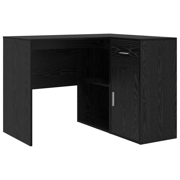 vidaXL Corner Desk with Drawer Black Oak 102 x 88 x 75 cm