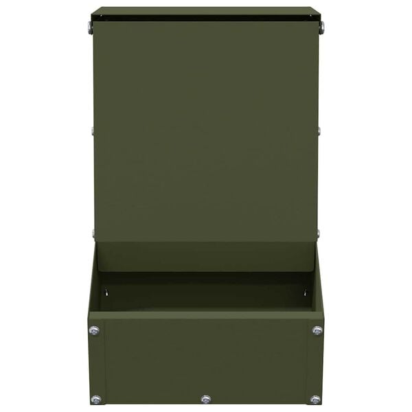 vidaXL Rabbit Feeder Olive Green 17.5 x 26 x 28.5 cm Cold-Rolled Steel