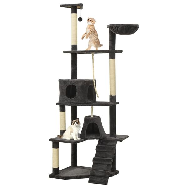 vidaXL Cat Tree with Sisal Scratching Posts Dark Grey 191 cm