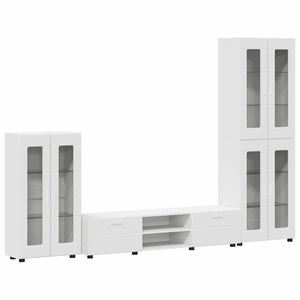 vidaXL TV Cabinet Set with Drawer FLORIN White Engineered Wood