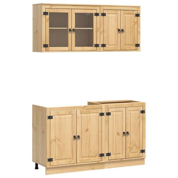 vidaXL Cabinet with Shelf SKI 4 pcs Honey Brown Solid Pine Wood