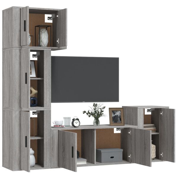 vidaXL 5 Piece TV Cabinet Set Grey Sonoma Engineered Wood