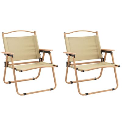vidaXL Camping Chairs 2 pcs Beige 54x43x59cm Oxford Fabric