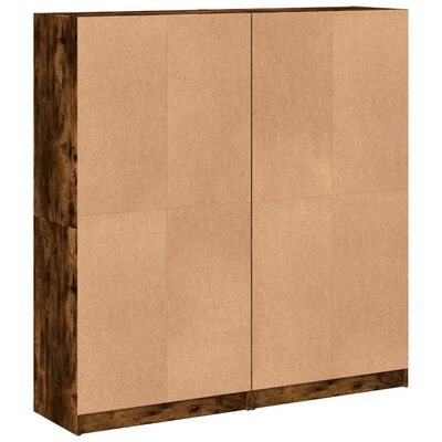 vidaXL Bookcase with Doors Smoked Oak 136x37x142 cm Engineered Wood