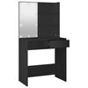 vidaXL Dressing Table with LED Black 74.5x40x141 cm