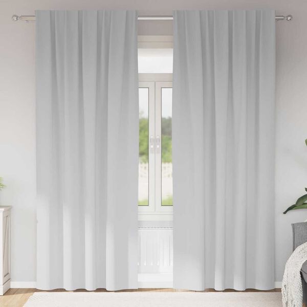 vidaXL Blackout Curtains with Rings 2 pcs Pale Grey 245 x 140 cm