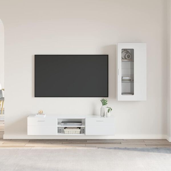 vidaXL TV Cabinet Set FLORIN High Gloss White Engineered Wood