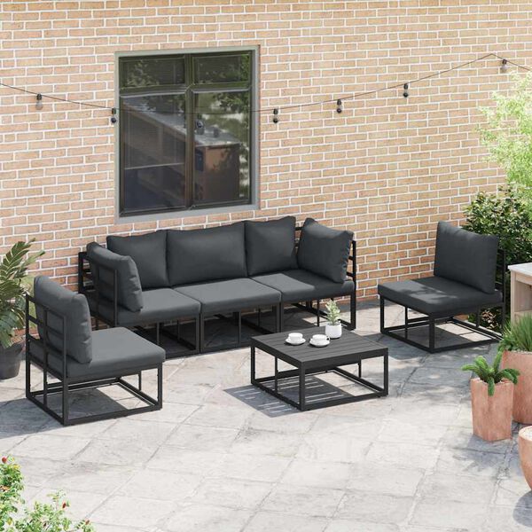 vidaXL Garden Sofa Set with Cushion 5 pcs Black Aluminium