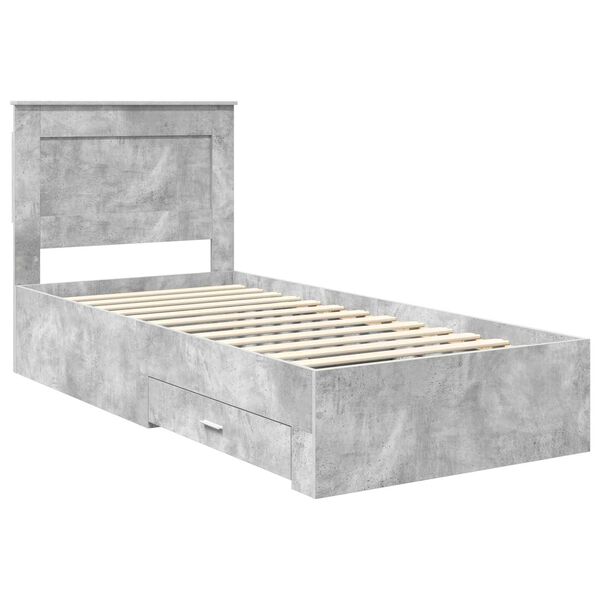vidaXL Bed Frame Concrete Grey and Silver 75 x 190 cm Engineered Wood