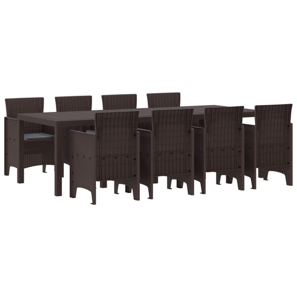 vidaXL Garden Dining Set 9 pcs Brown Polt rattan