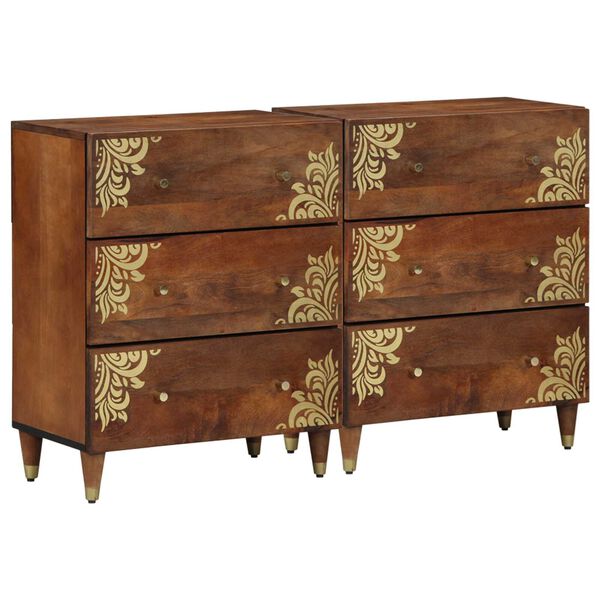 vidaXL Sideboard 2 pcs Honey brown 60 x 33 x 75 cm Solid Mango Wood