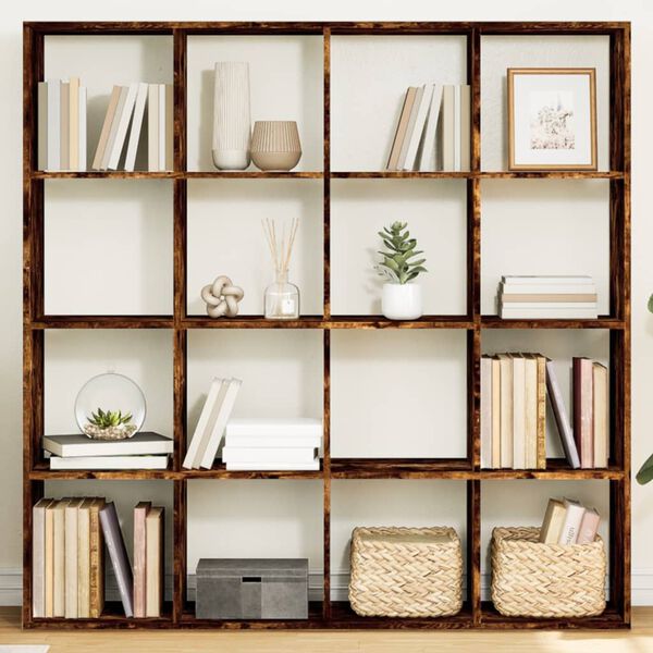 vidaXL Book Cabinet Smoked Oak 137.5x29x137.5 cm Engineered Wood