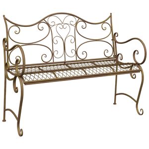 vidaXL Garden Bench 2-Seater 114 x 56.5 x 90 cm Steel Antique Brown