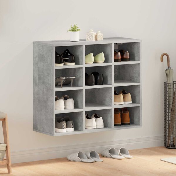 vidaXL Shoe Cabinet Concrete grey 77.5 x 30 x 67 cm Engineered Wood