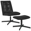 vidaXL Swivel Chair with Footstool Black Faux Leather