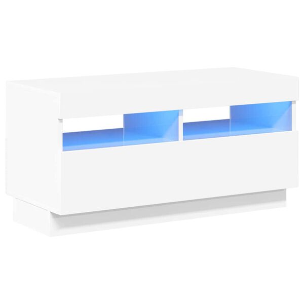 vidaXL TV Cabinet with LED Lights High Gloss White 80x35x40 cm