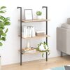 vidaXL 3-Tier Leaning Shelf Light Brown and Black 64x35x120.5 cm