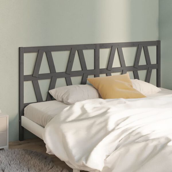 vidaXL Bed Headboard Grey 206x4x100 cm Solid Wood Pine
