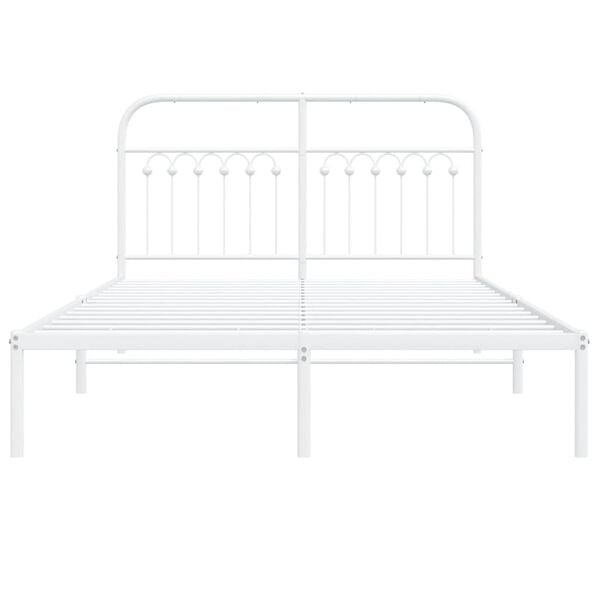 vidaXL Metal Bed Frame without Mattress with Headboard White 135x190cm