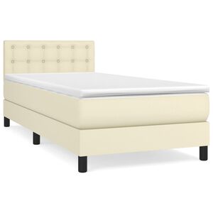 vidaXL Box Spring Bed with Mattress Cream 80x200 cm Faux Leather