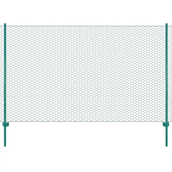 vidaXL Wire Mesh Fence with Posts Steel 25x1.5 m Green