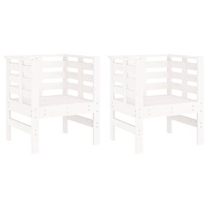 vidaXL Garden Chairs 2 pcs White 61.5x53x71 cm Solid Wood Pine