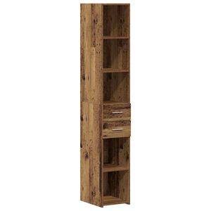 vidaXL Bookcase with Drawer Old Wood 30 x 42.4 x 185.2 cm
