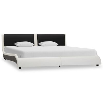 vidaXL Bed Frame White and Black Faux Leather 180x200 cm 6FT Super King