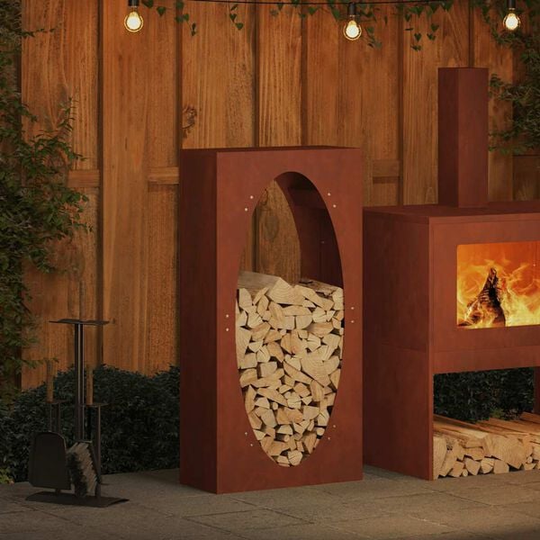 vidaXL Firewood Rack 50x23x100 cm Weathering Steel