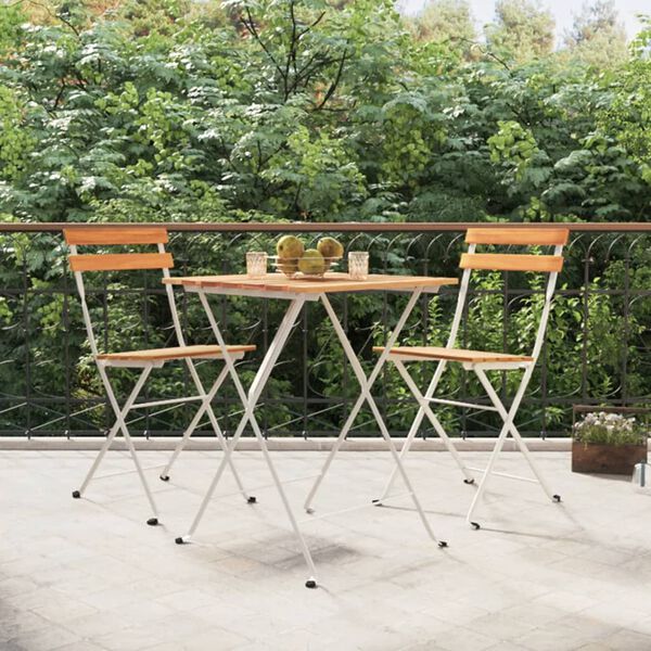 vidaXL 3 Piece Folding Bistro Set Solid Wood Acacia and Steel