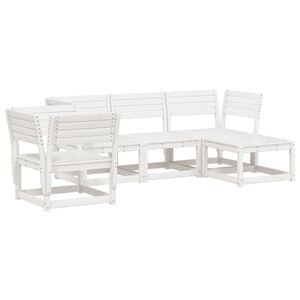 vidaXL 5 Piece Garden Lounge Set White Solid Wood Pine